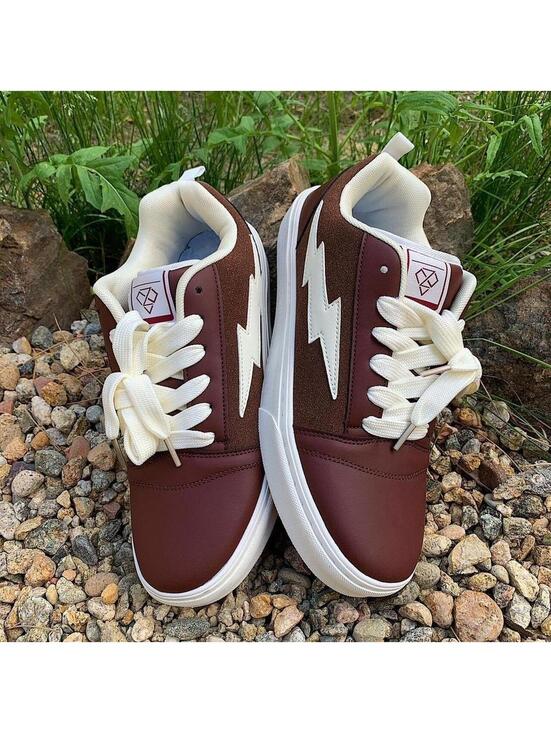 Other - Y2k style Skater Streetwear Brown with White lightning bolt grey sneakers. Nice